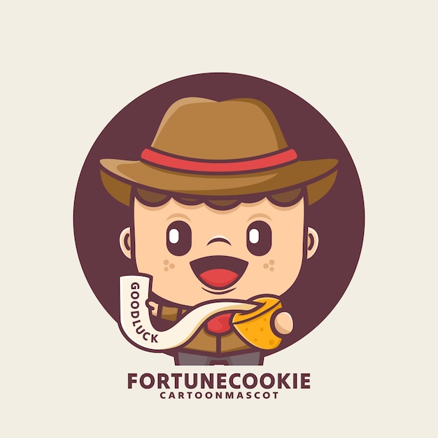 cute cartoon mascot with fortune cookie