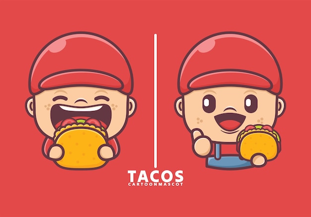 cute cartoon mascot with tacos