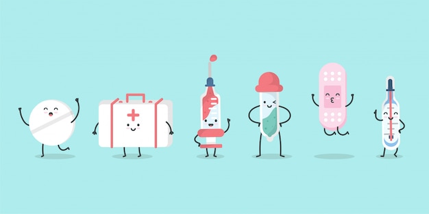 Cute cartoon medicine character.