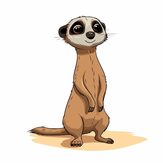 Cute cartoon meerkat isolated on white background Vector illustration