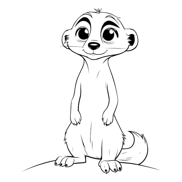 Vector cute cartoon meerkat vector illustration for coloring book