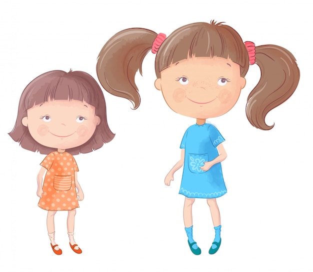 Vector cute cartoon meisjes karakter
