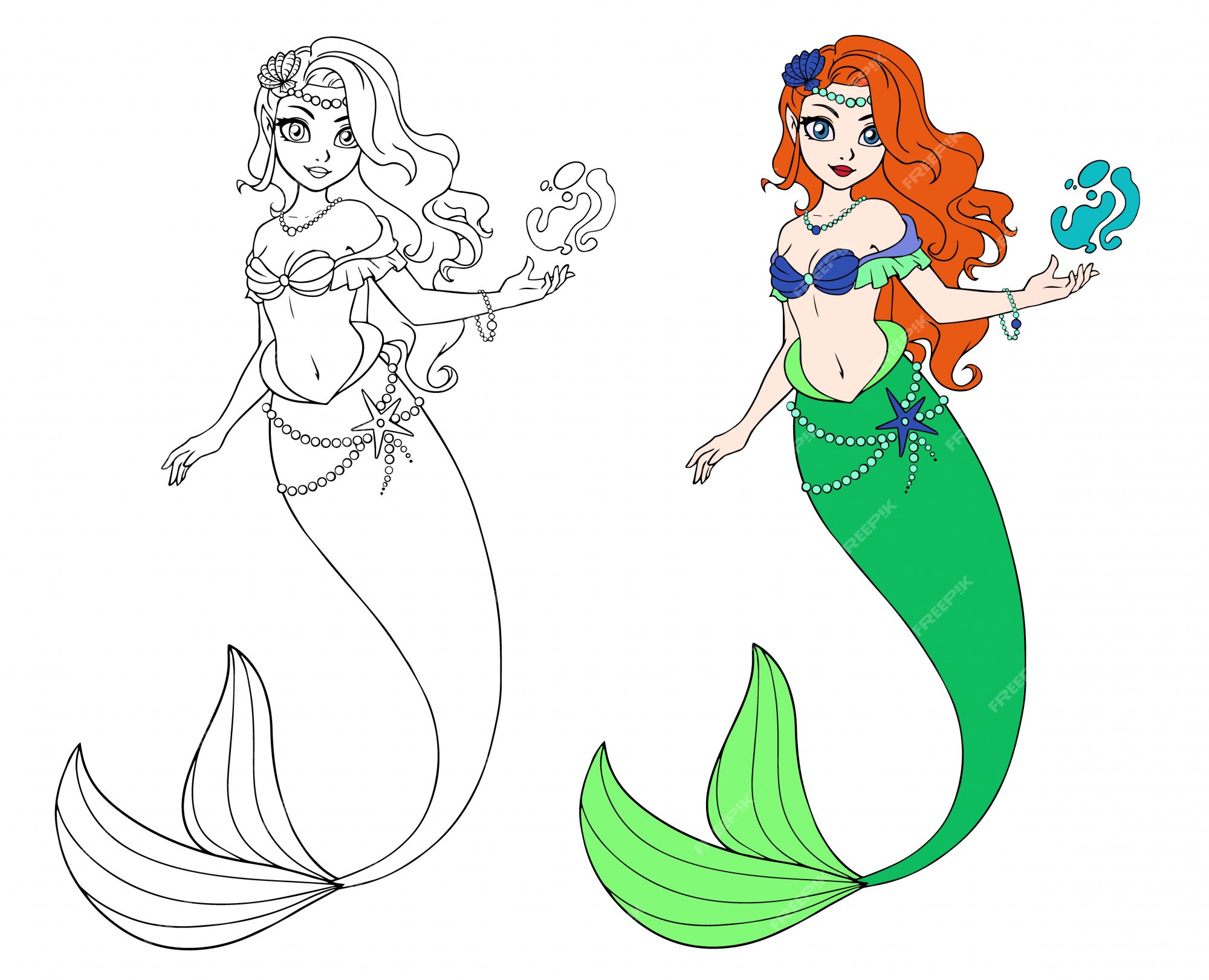 cute cartoon mermaids coloring pages