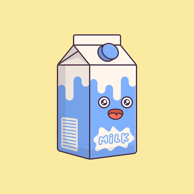 Cute cartoon milk box looks smiling vector illustration