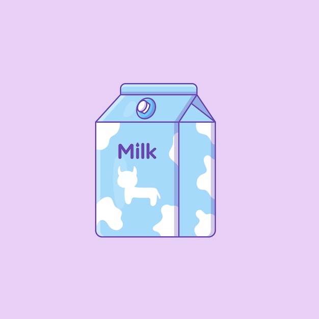 Cute cartoon milk with a cow in vector. Isolated food vector. Flat cartoon style