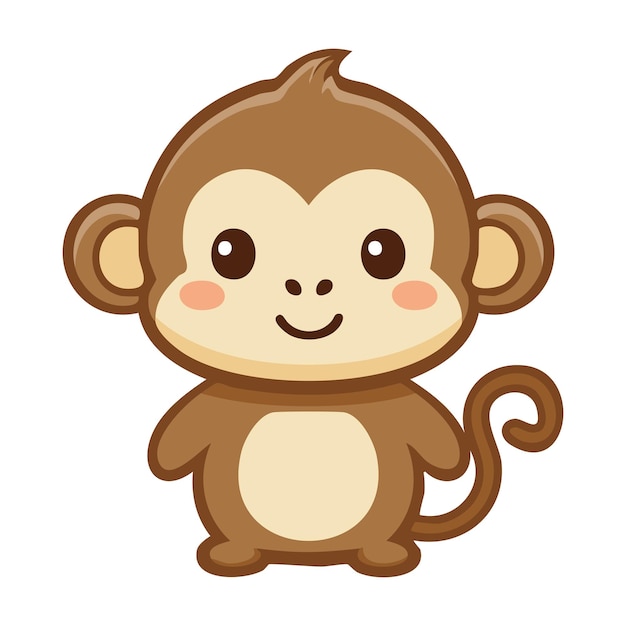 A cute cartoon Monkey a simple flat illustration in a clipart style