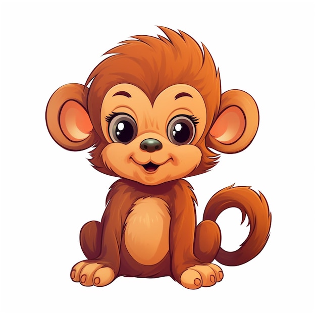 Cute cartoon monkey Vector illustration isolated on a white background