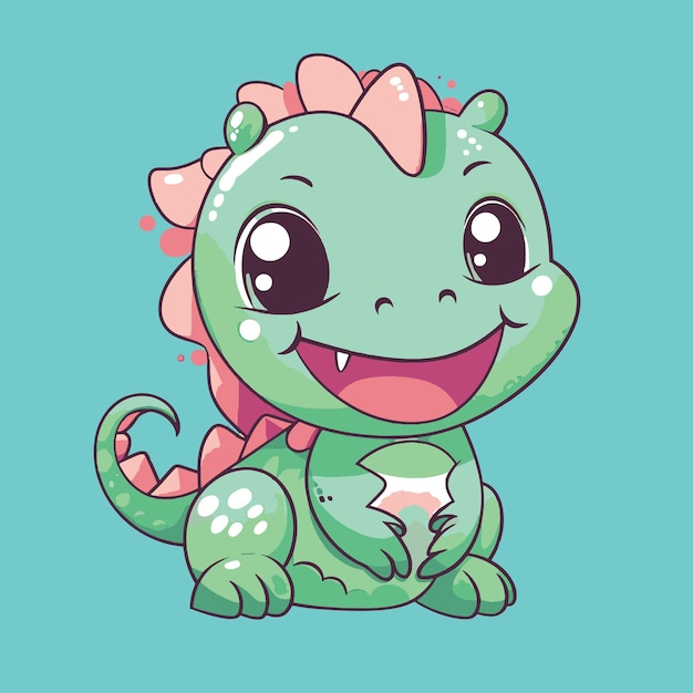 Cute cartoon monster Vector illustration of a funny baby lizard dragon