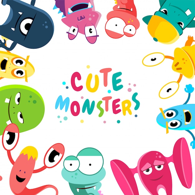 Cute cartoon monsters background