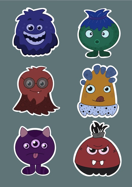 Vector cute cartoon monsters created for kids in illustration