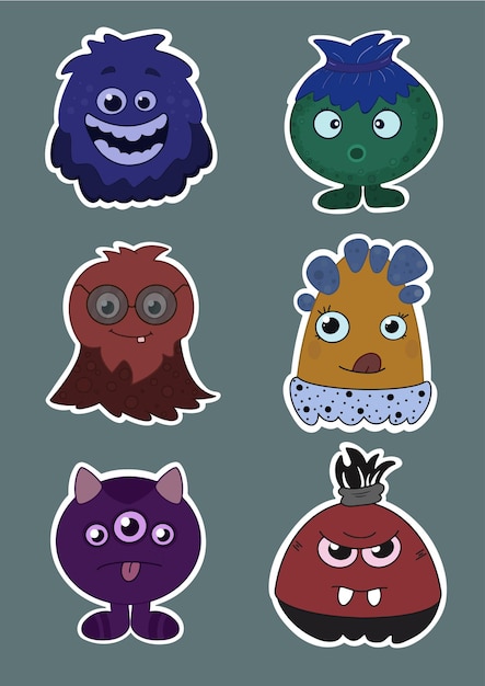 cute cartoon monsters created for kids in illustration