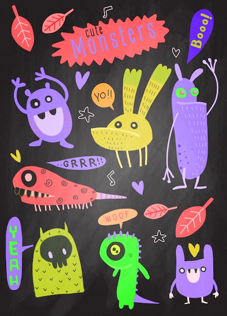 Cute cartoon monsters