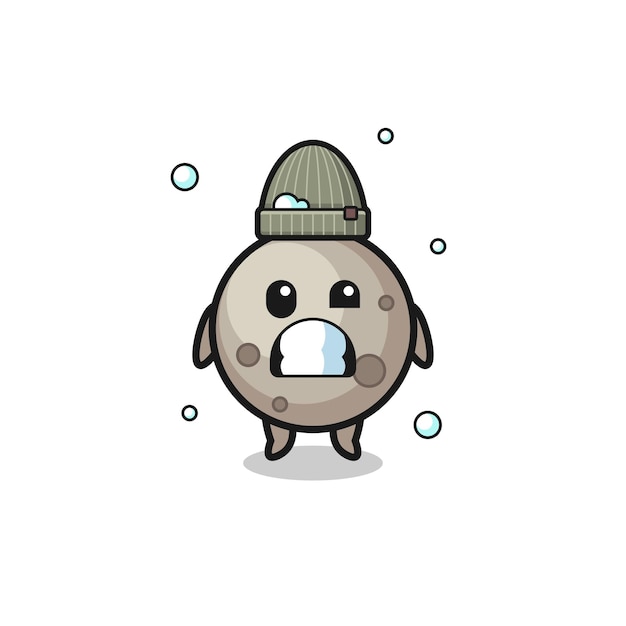 Cute cartoon moon with shivering expression , cute design