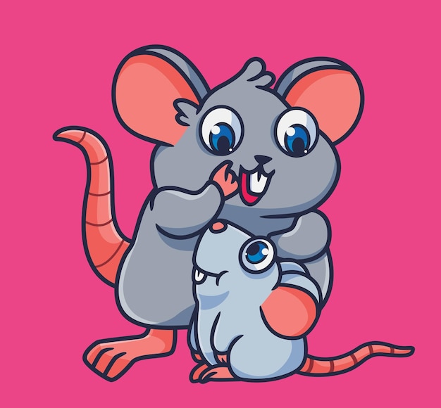 Cute cartoon mouse family isolated cartoon animal illustration vector