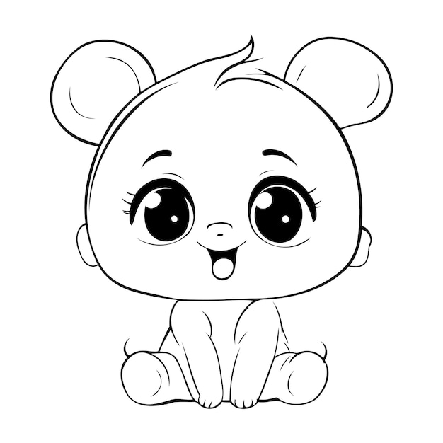 Cute cartoon mouse Vector illustration Coloring book for children
