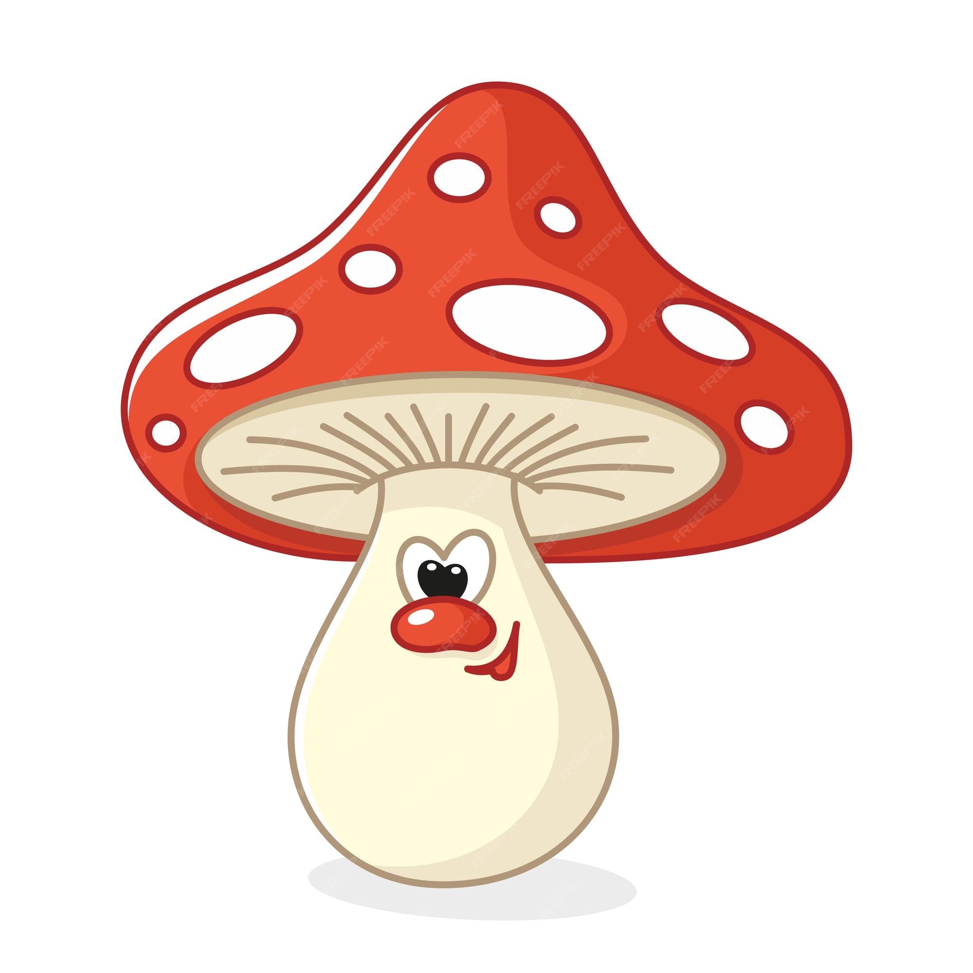 Premium Vector  A cartoon of a mushroom with a face and a white background