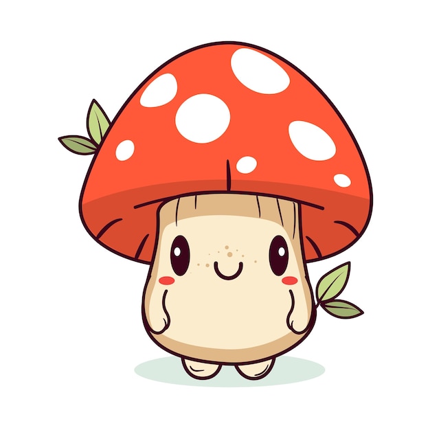 Cute cartoon mushroom illustration for kids Vector illustration