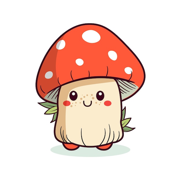 Cute cartoon mushroom illustration for kids Vector illustration