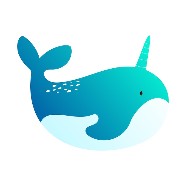 Cute cartoon narwhal Characters vector illustration