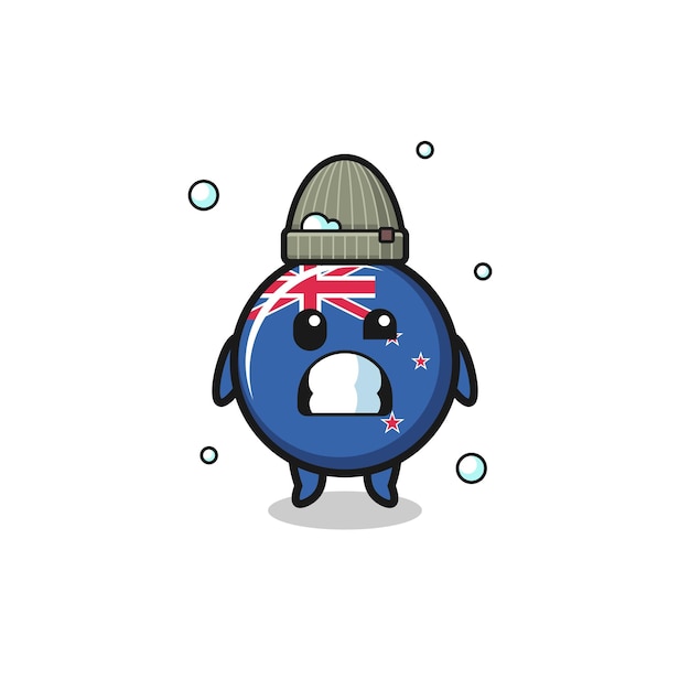 Cute cartoon new zealand with shivering expression