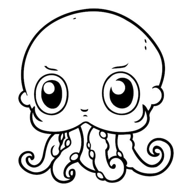 Vector cute cartoon octopus isolated on white background vector illustration