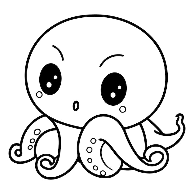 Cute cartoon octopus isolated on white background