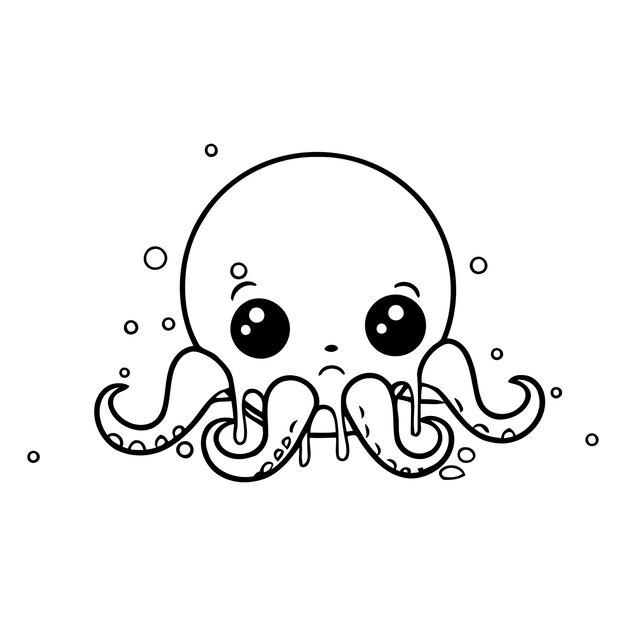 Vector cute cartoon octopus isolated on white background