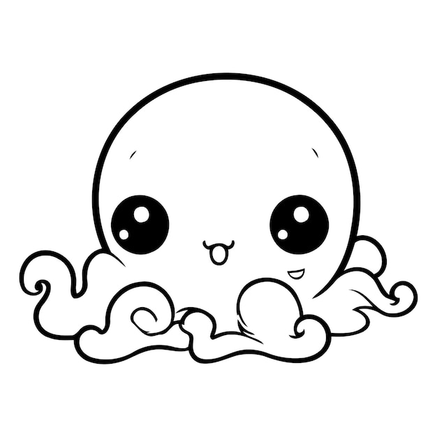 Cute cartoon octopus swimming in the water Vector illustration