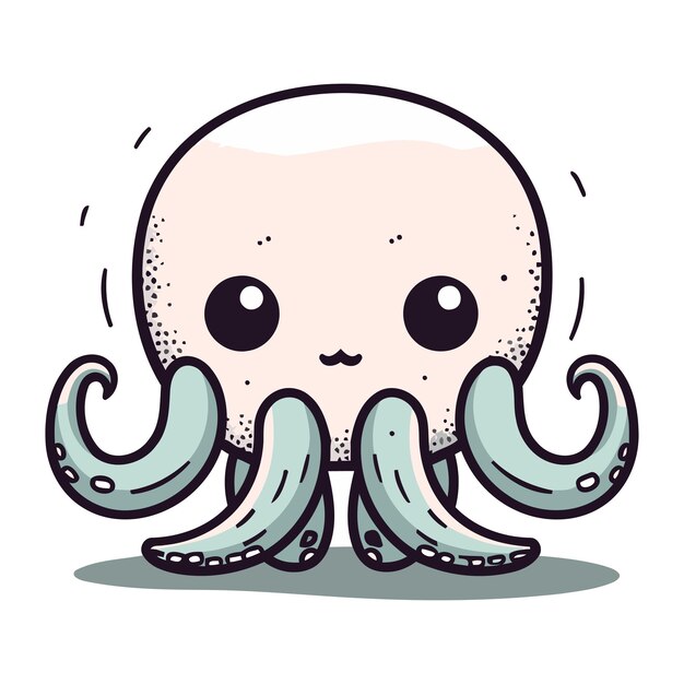 Cute cartoon octopus vector illustration isolated on white background