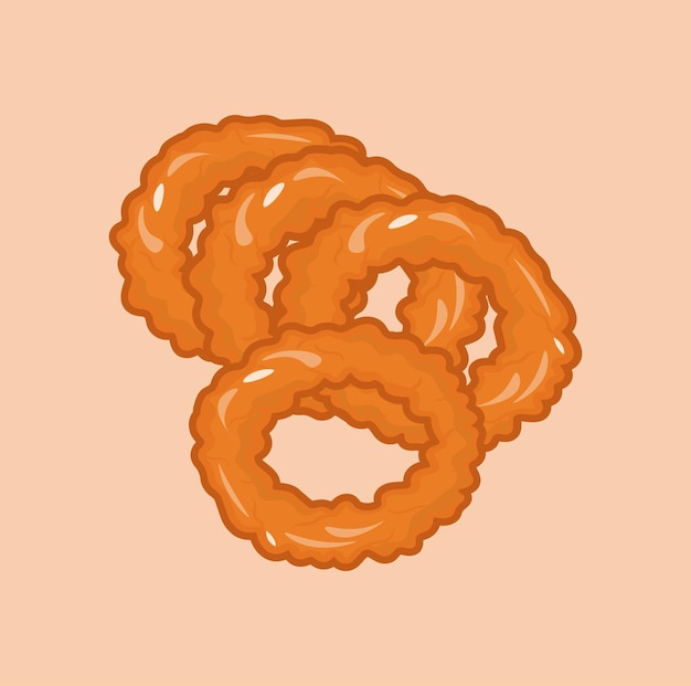 Vector cute cartoon onion ring food illustration with cute characters in vector form