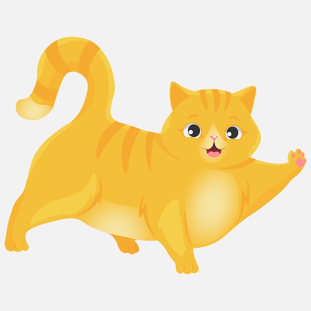 Vector cute cartoon orange cat vector illustration