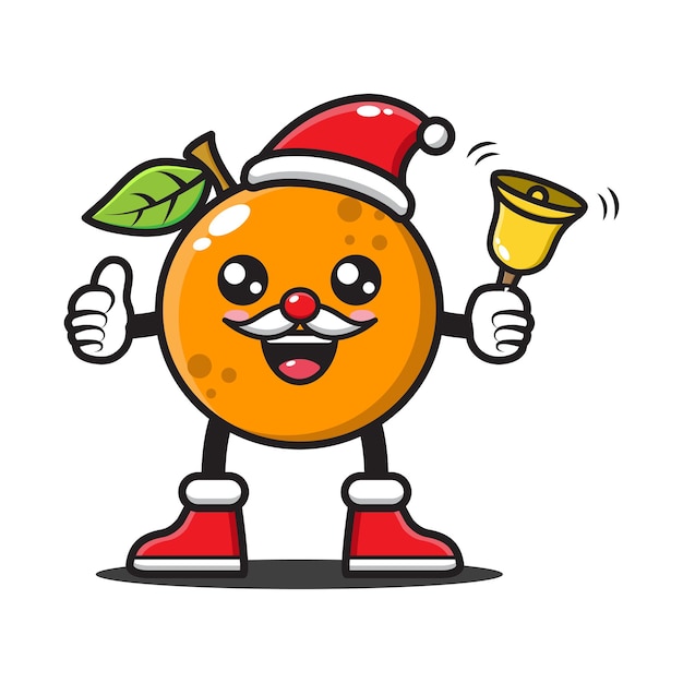 Cute cartoon orange celebrating christmas