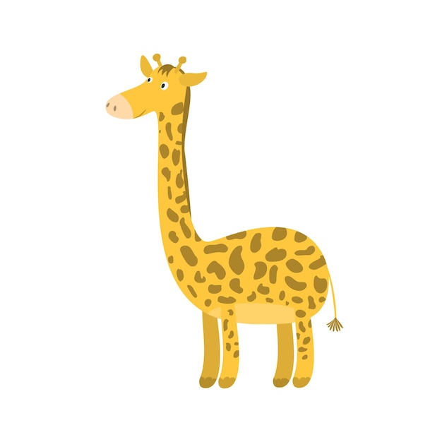 Cute cartoon orange long neck smiling giraffe