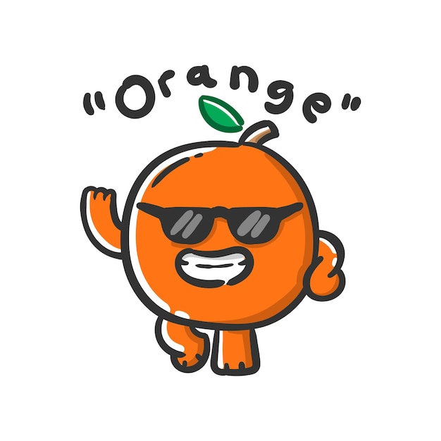 Vector cute cartoon orange use glasses good for sticker
