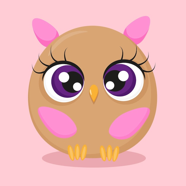 Vector cute cartoon owl in flat style trendy vector illustration for kids room decoration print for tshirt or packaging and educational picture for kids