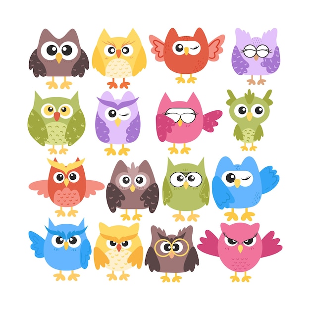 Cute Cartoon Owl Illustration Isolated In White Background