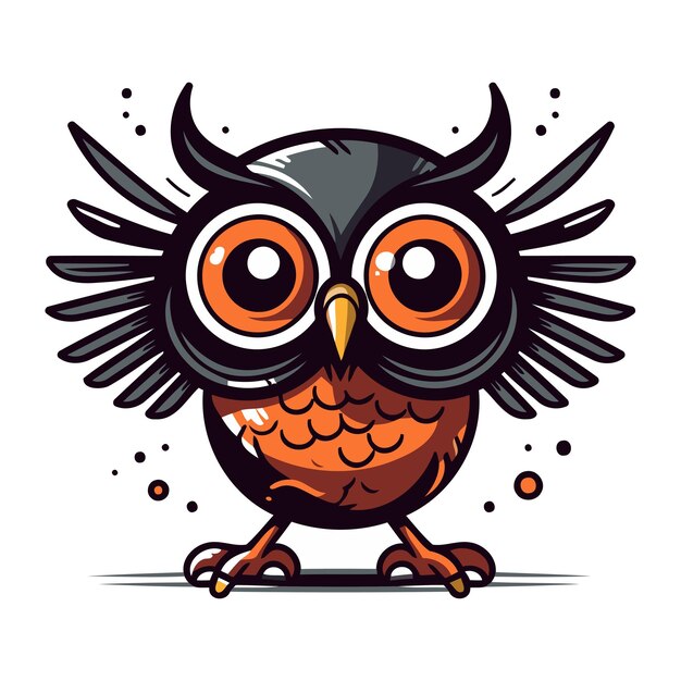 Cute cartoon owl isolated on a white background Vector illustration