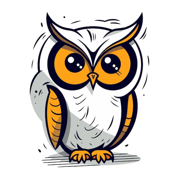 Cute cartoon owl Vector illustration isolated on a white background