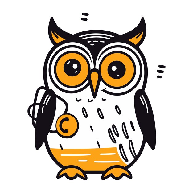 Vector cute cartoon owl vector illustration isolated on a white background