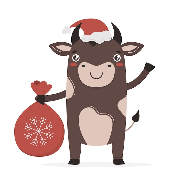 Vector cute cartoon ox in the new year