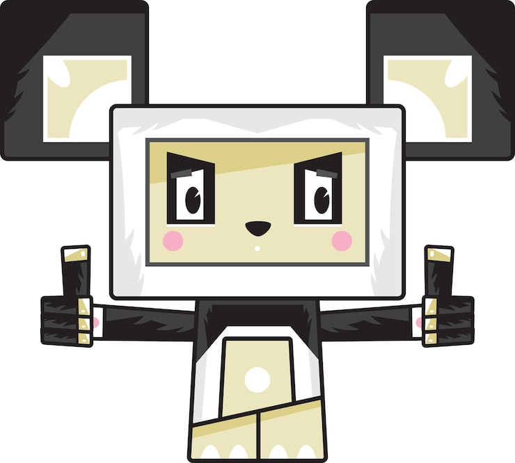 Vector cute cartoon panda bear character with thumbs up