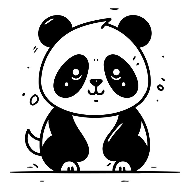 Vettore un caricaturino carino di un panda, un'illustrazione vettoriale di un panda.