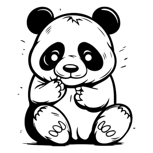 Cute cartoon panda sitting Vector illustration isolated on white background