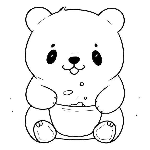 Cute cartoon panda sitting on white background