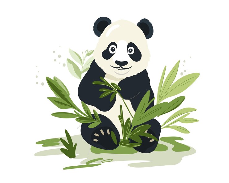Vector cute cartoon panda vector illustration