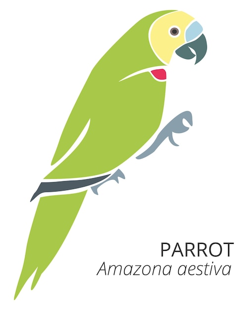 Симпатичная мультяшная иллюстрация попугая с яркими цветами векторная иллюстрация логотипа попугая