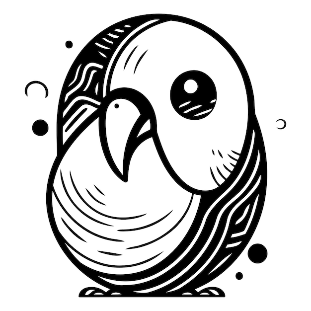 Cute cartoon parrot Vector illustration in doodle style