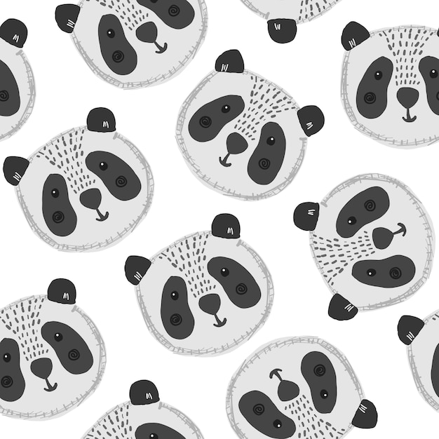 Cute cartoon pattern with big panda heads