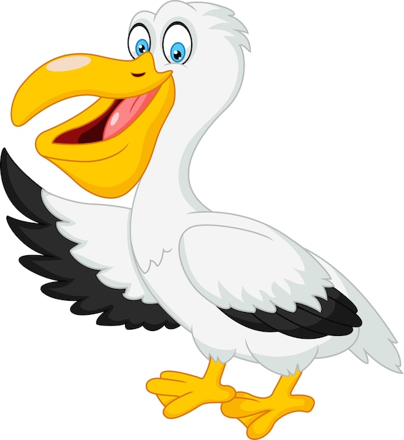 Vettore pelican cute cartoon agitando