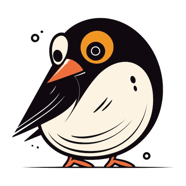 Pinguino simpatico cartone animato illustrazione vettoriale isolata su sfondo bianco